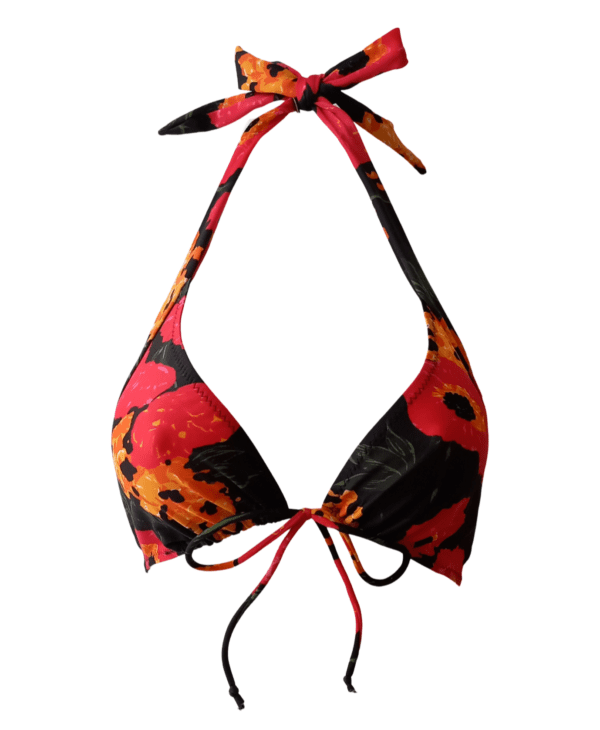 Black Poppy Bikini Triangle Top - Image 2
